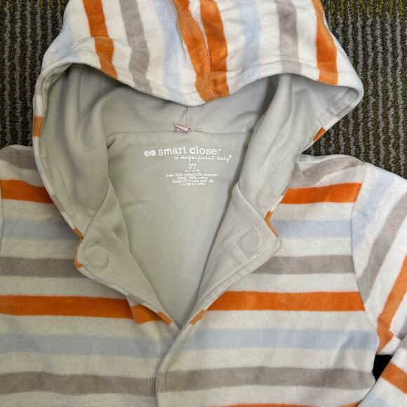 Magnificent Baby 3T Striped Hoodie Magnetic Velour Hedgehog Applique Fall Autumn - Picture 3 of 7